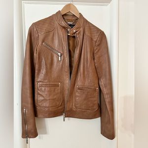 Bernardo Leather Moto Jacket Brown